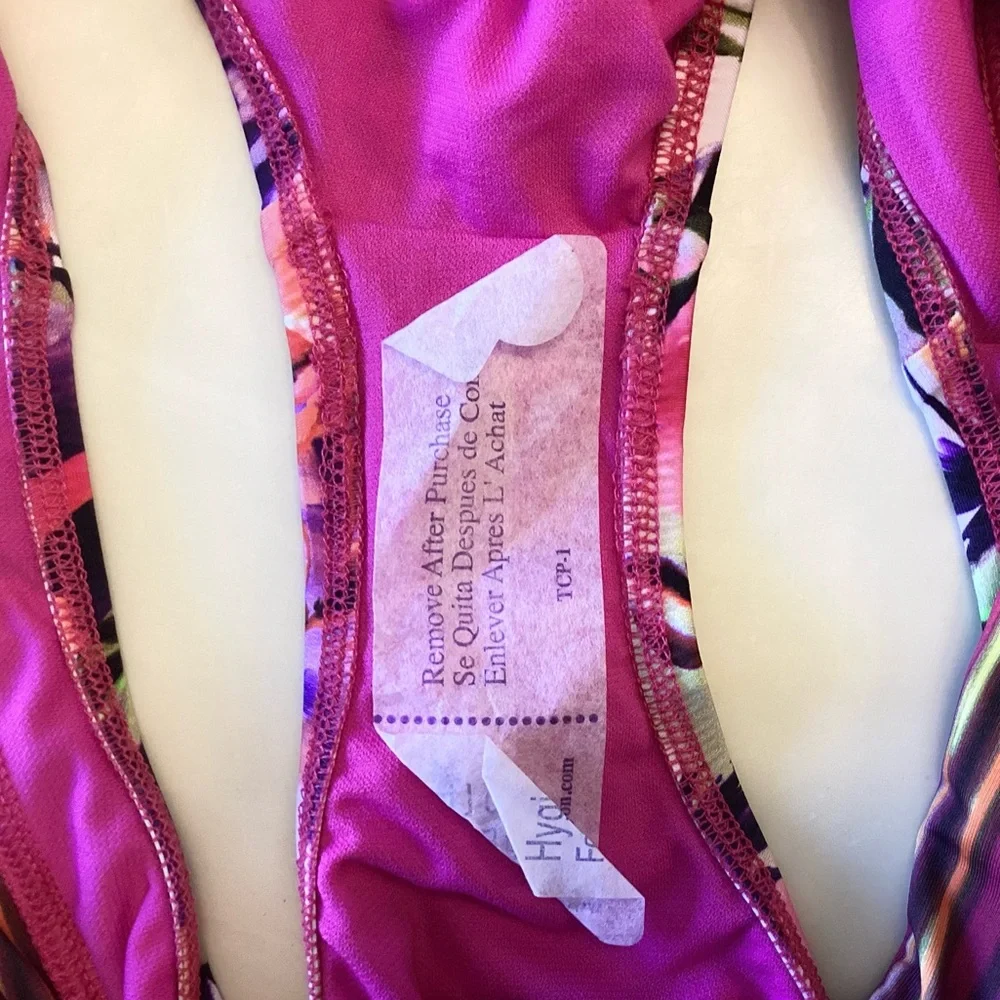 NWT Title Nine Tropical Floral Print Bikini Bottom - Pink - L